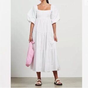 Faithful The Brand Kiona Midi Dress White Cotton Size Small